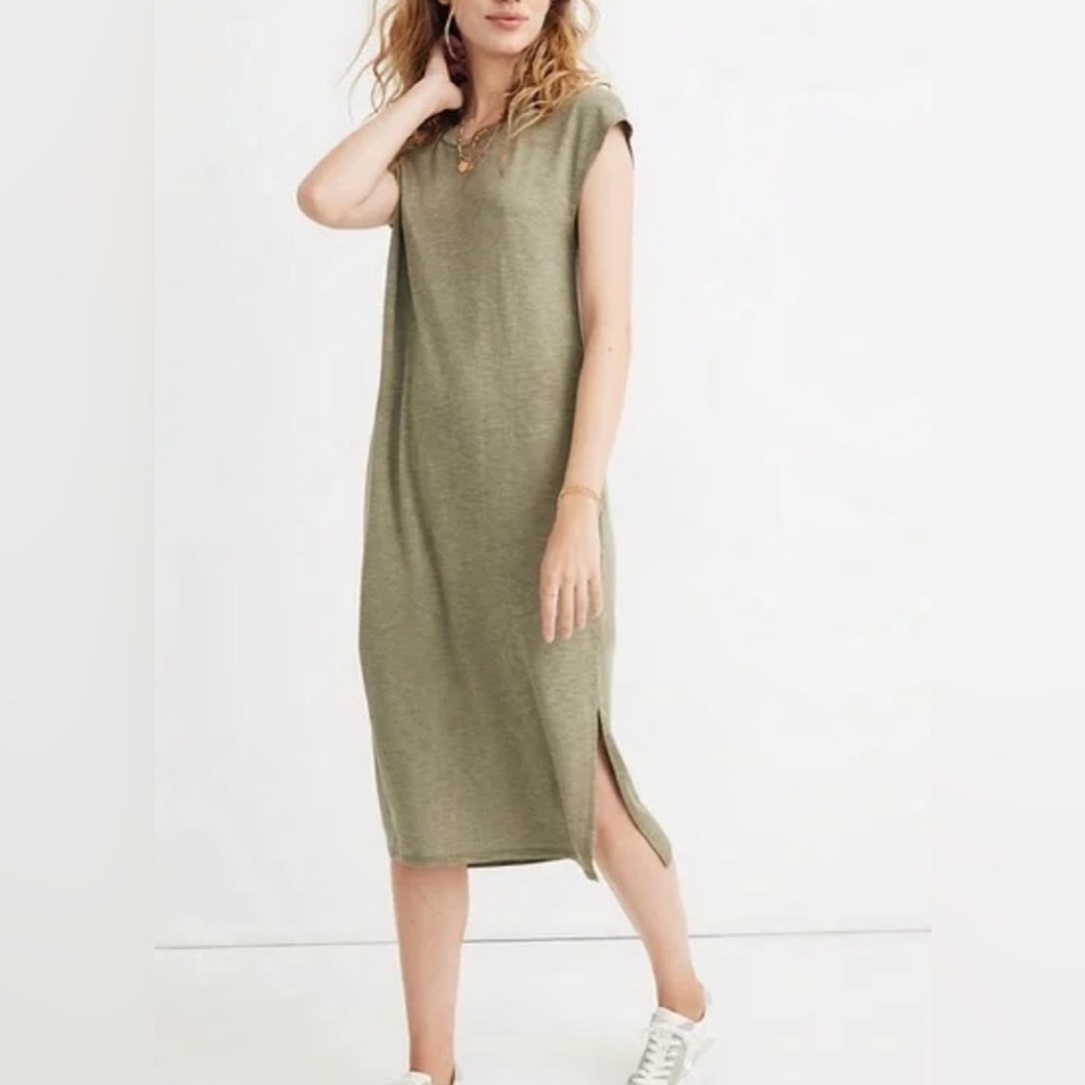 ☘️Madewell Muscle midi dress, size large, Sweet Pine heather
